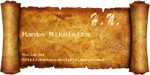 Hanke Nikoletta névjegykártya